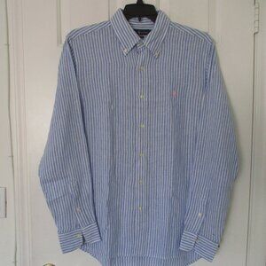 Ralph Lauren Mens L/S Blue Linen Button-down Dress Shirt NWOT - 16.5/35 or Large